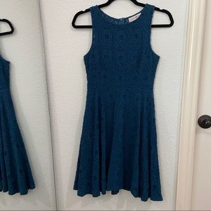 Teal Lace Skater Dress